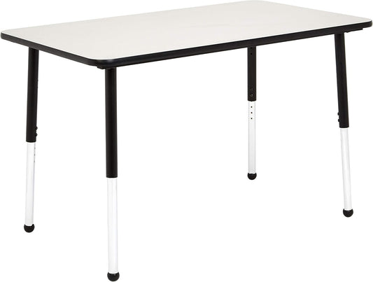 Amazon Basics Adjustable Rectangular Classroom Activity Table, Writing Desk, Adjustable Height 19-30 Inch, Grey Top/Black Edge, 47" W x 29" L x 30" H