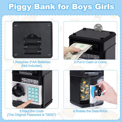 Refasy Boy Toys Age 6-8,Electronic Piggy Bank,Password Money Bank Toys for Kids,ATM Piggy Bank Money Saving Box,Birthday Xmas Gifts for Boys Girls(Blue Green)