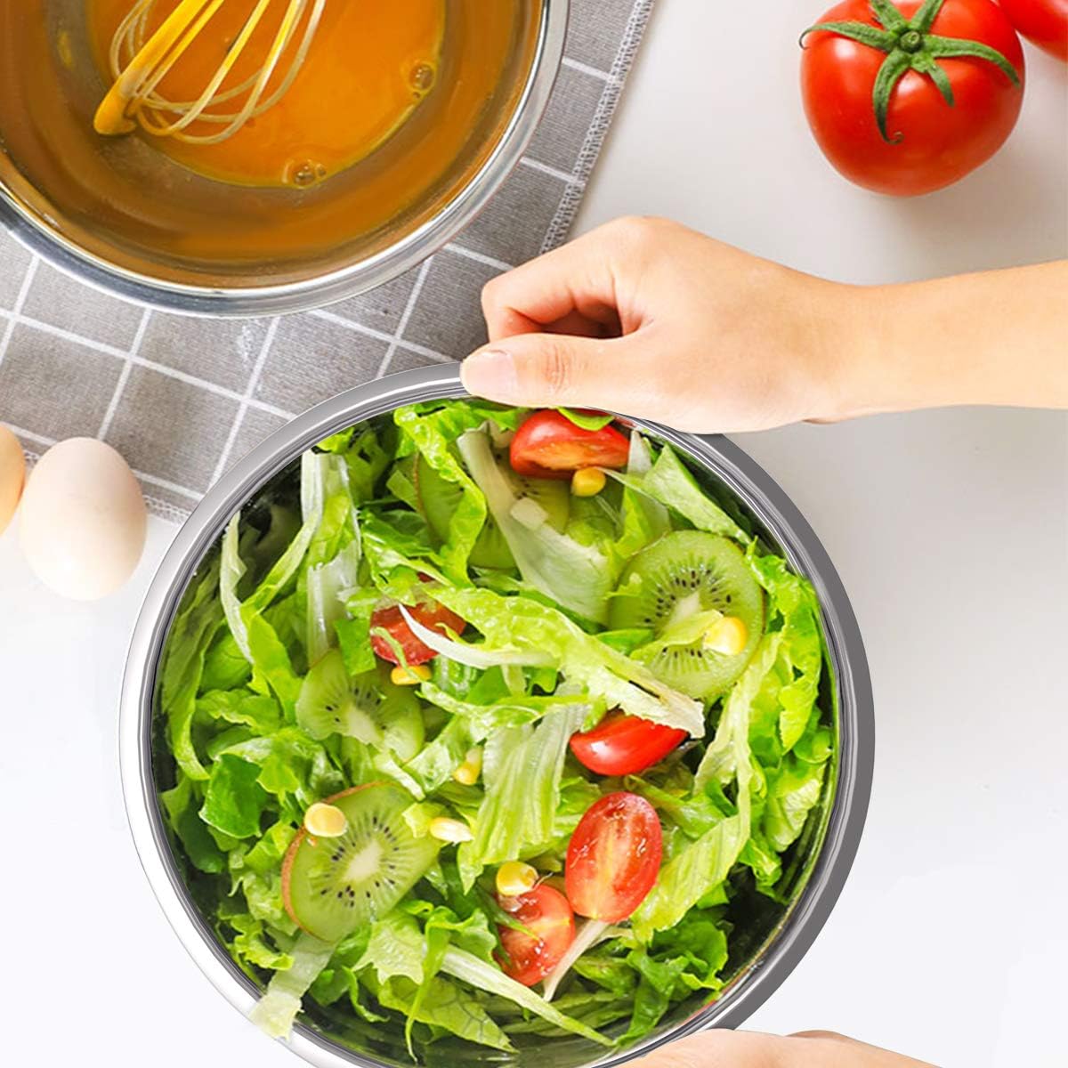 Mixing Bowls with Airtight Lids - Wildone 19 Piece Stainless Steel Nesting Bowls Set, BPA Free & Extra Deep, Size 5, 2.5, 2, 1.5, 1 QT, Great for Mixing & Serving