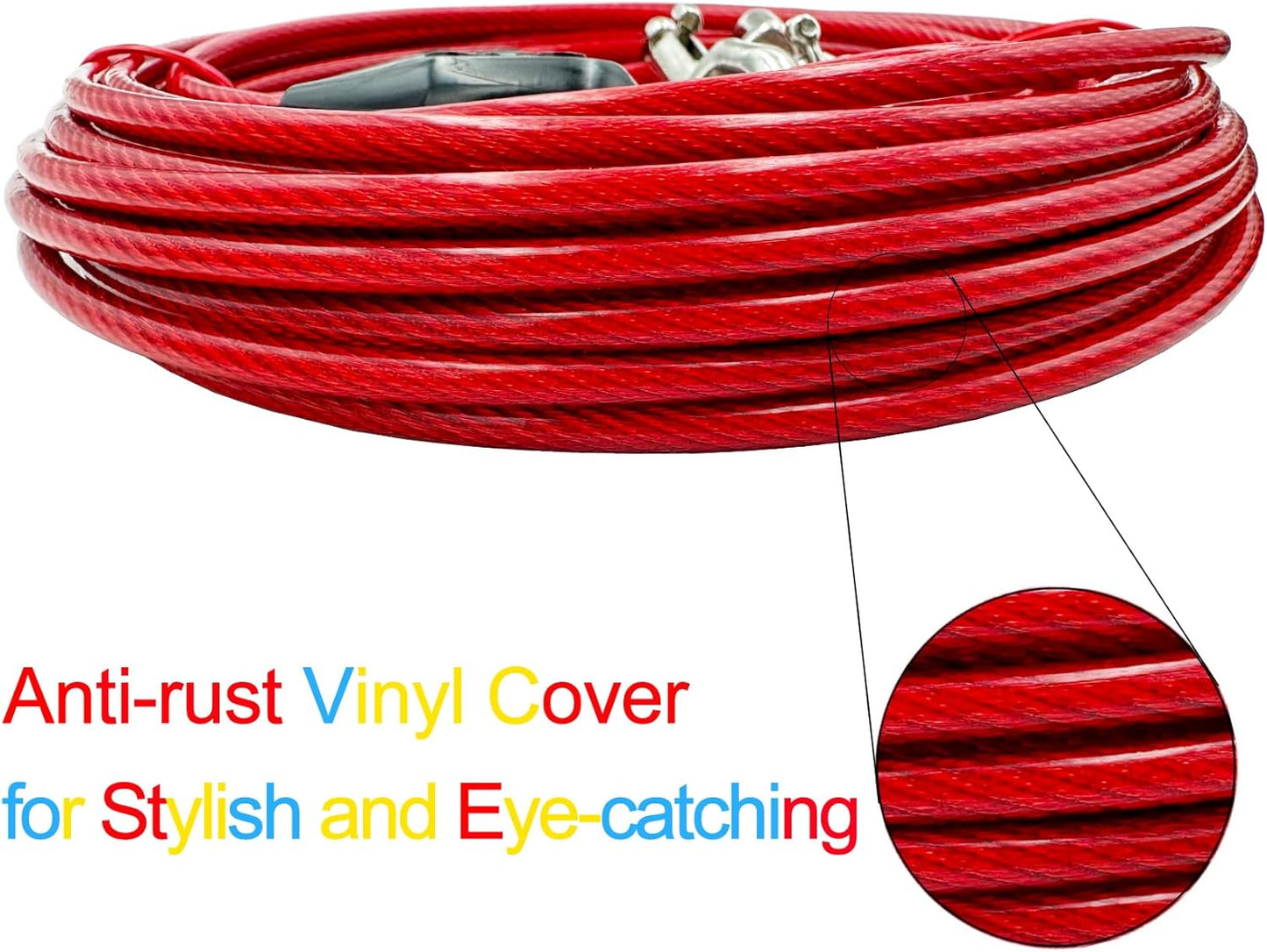 Petest 25ft Reflective Tie-Out Cable for Small Dogs Up to 35 Pounds