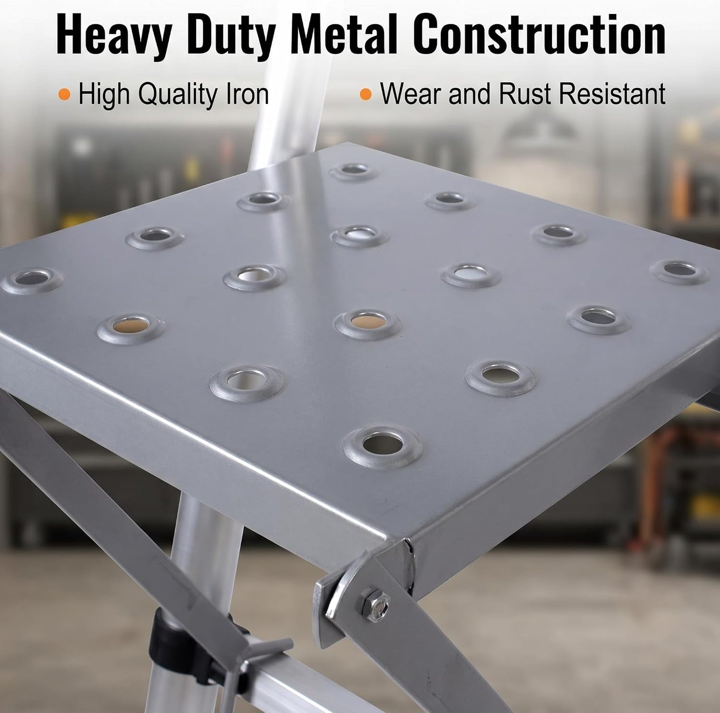Ladder Platform Attachment,Steel Ladder Work Platform Extension | 400lbs capacity 10.6×13.8in anti-slip ladder work platform foldable attachment fits most ladders with 11.5"-14" rung spacing