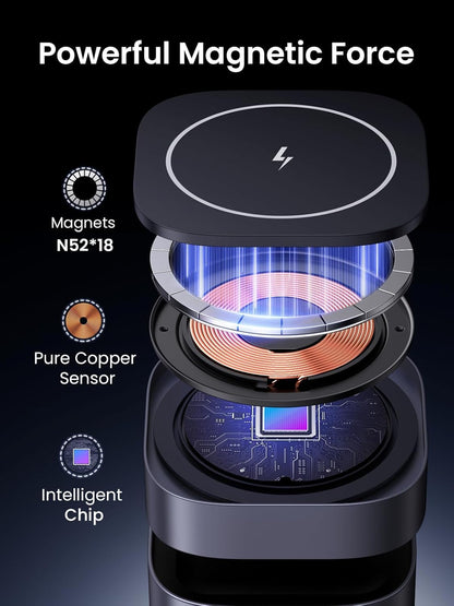 UGREEN MagFlow 15W Wireless Charging Station 2 in 1, Fast Charge Charger Station Compatible for Magsafe Charger Stand, for iPhone 16/15/14 Series, Airpods Pro/4/3/2 (No AC Adapter)