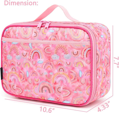 FlowFly Kids Lunch Box Insulated Soft Bag Mini Cooler Back to School Thermal Meal Tote Kit for Girls, Boys, Black
