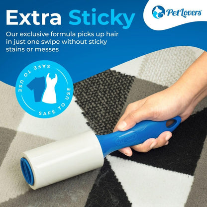 PetLovers Extra Sticky Lint Roller Mega Value Set for Pet Hair Removal, Dog and Cat Lint Remover (1 Pack Reusable)