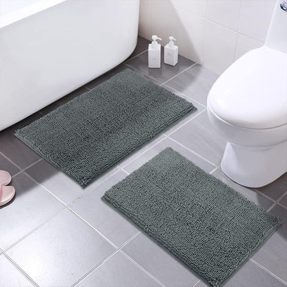 Soft Plush Chenille Bathroom Rug, Absorbent Microfiber Bath Mat, Machine Washable, Non-Slip Grip, Quick-Dry, Thick Shag Carpet Great for Bath, Shower Floor, Bedroom, or Door Mat (Beige, 17x24)