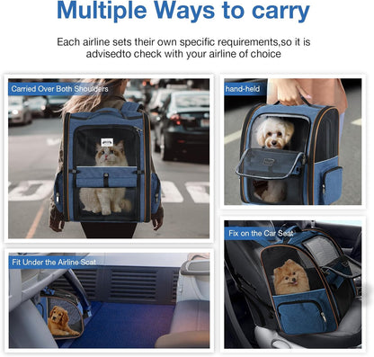 Lekespring Cat Bag, Expandable Cat Backpack Carrier for Small Dogs Medium Cats Fit Up to 18 Lbs, Dog Backpack Carrier, Foldable Pet Backpack Carrier for Travel, Hiking, Outdoor Use (Grey)