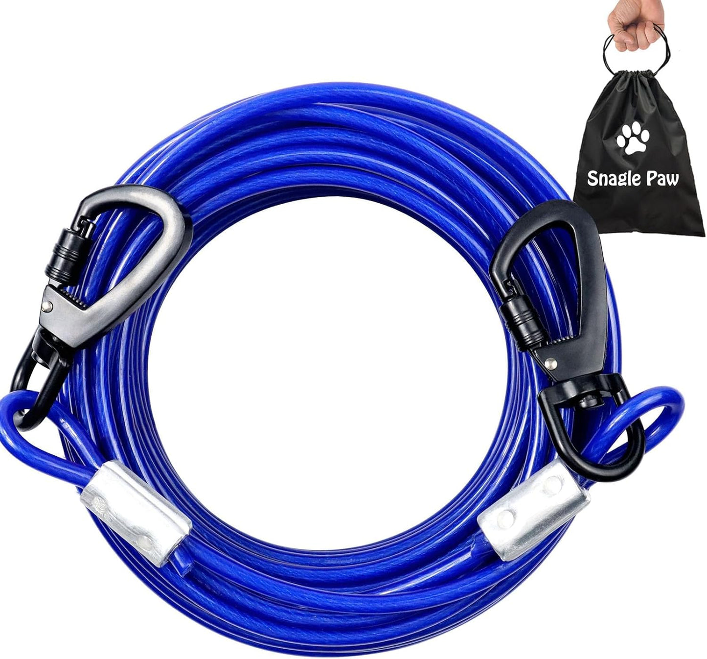 Tie Out Cable for Dogs, 10FT Dog Leads for Yard Chew Proof, Heavy Duty Dog Tie Out Cable for Large Dogs Up to 126lbs, Durable Dog Runner for Yard or Camping