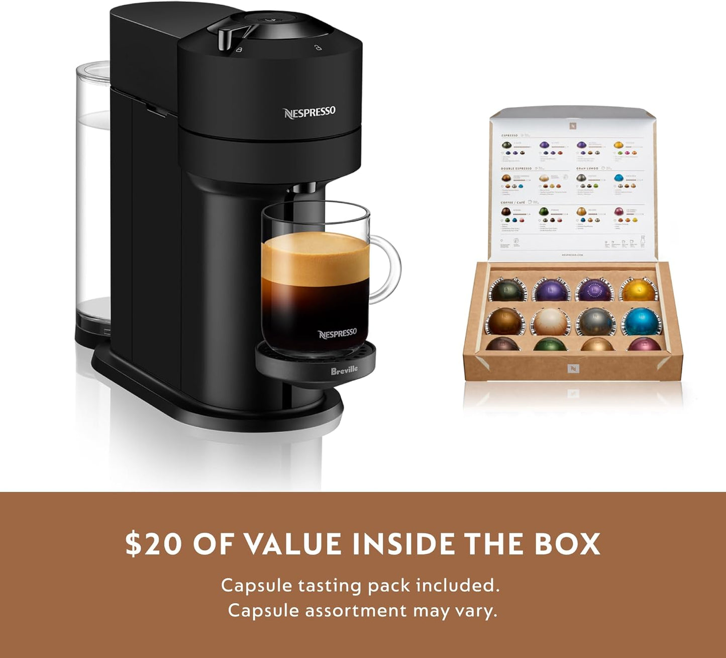 Nespresso Vertuo Next Coffee and Espresso Machine by Breville with Aeroccino Milk Frother - Light Grey