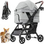 Pet Stroller for Small Medium Dogs Cats with 4 Wheels Grey | NO-ZIP Dog Cat Stroller, Max Load 45 lbs, Easy Folding, Compact Portable