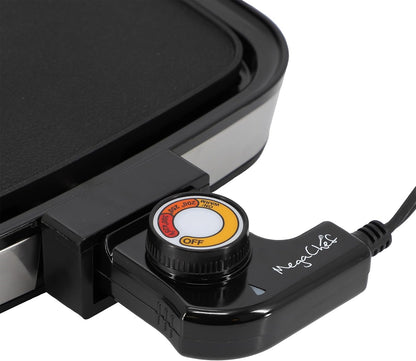 MegaChef - Electric frying pan with copper non-stick coating, tempered glass lid and adjustable temperature control, versatile small kitchen appliance (11.81 inch pan)
