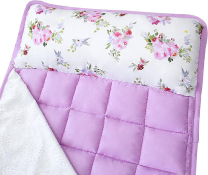 Toddler Nap Mat with Pillow and Fleece Minky Blanket, Kids Sleeping Bag Lightweight and Soft Perfect for Kids Preschool, Daycare, Travel Sleeping Bag Boys and Girls, Fit Standard Cot