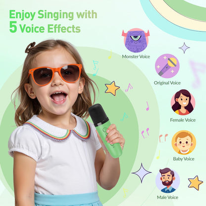 Karaoke Machine, Portable Bluetooth Karaoke Speaker with 2 Wireless Microphones and Party Lights for Kids and Adults, Birthday Gifts for Girls Boys Family Home Party (Beige2)