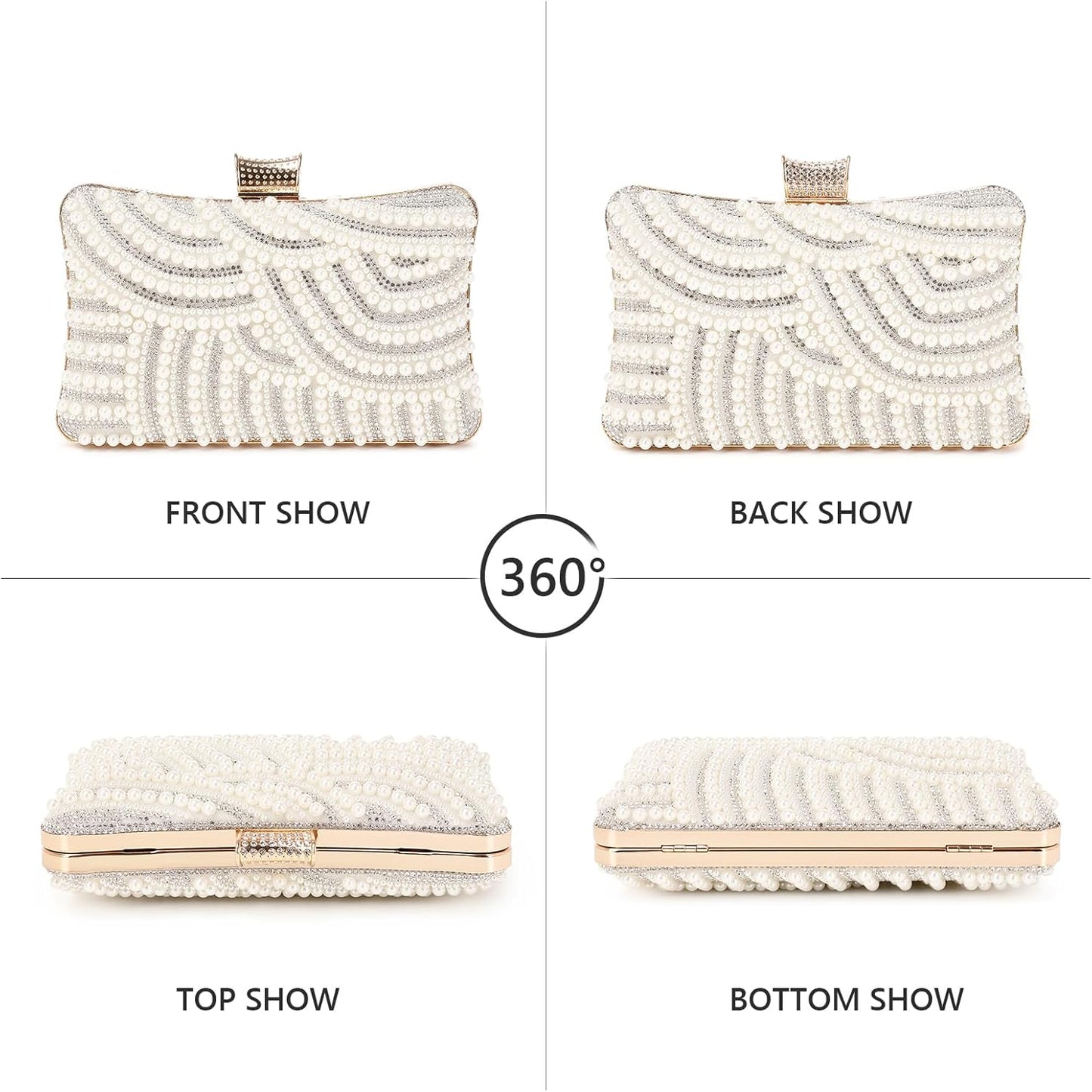 Women's Evening Handbags Pearl Clutch Purse Beaded bag Bridal Clutch wedding Purse