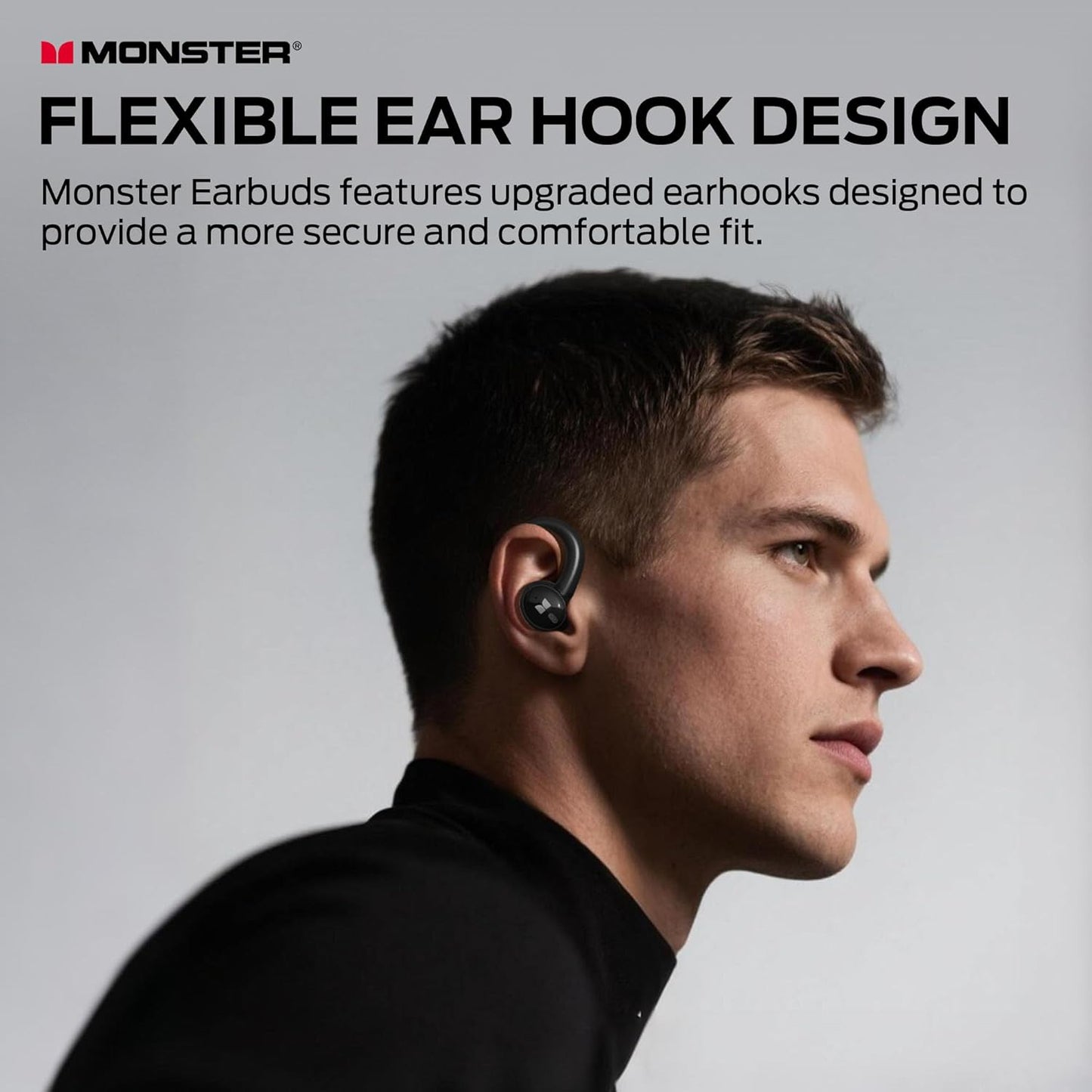 Monster N-Lite 216 Wireless Earbuds 48hrs Bluetooth 6.0 Headphone, Bluetooth Earbuds Stereo Deep Bass Over Ear Bud with Earhooks,ENC Noise Cancelling Mic, IPX6 Waterproof Earphone for Workout/Running