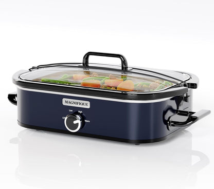 4-Quart Manual Slow Cooker, Warm Setting, Dishwasher Safe Crock, Blue