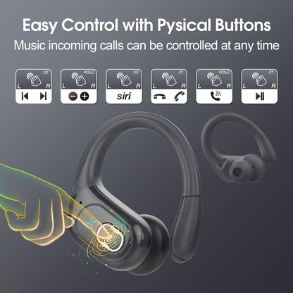 STECEi Wireless Earbuds 75hrs Bluetooth 5.4 Headphone Sport, Bluetooth Earbuds HiFi Stereo Over Ear Bud with Earhooks, ENC Noise Cancelling Mic, IP7 Waterproof Wireless Earphone for Workout/Running
