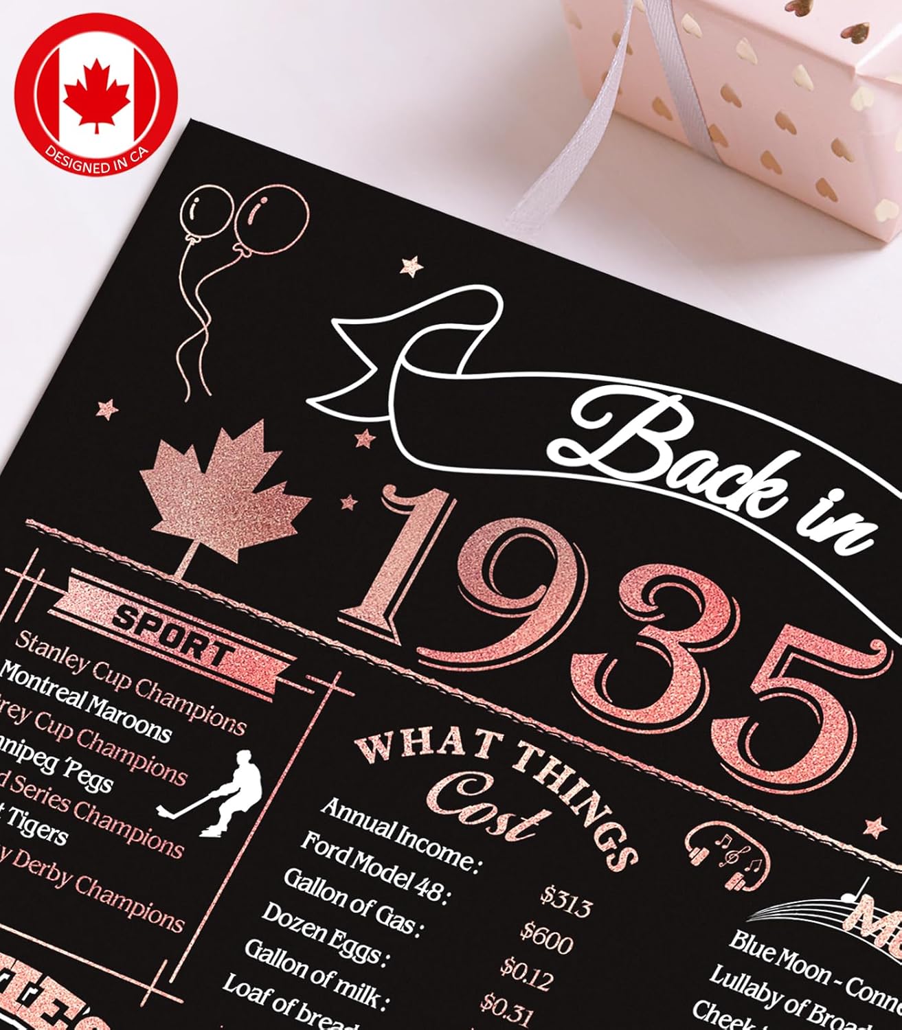 50th Birthday Card, Jumbo CANADA 25x20cm Back in 1975, Gilding Happy 50th Birthday Decoration for Woman, Men, Funny 50 Birthday Gifts for Wife, Husband, Him, Her, Mom