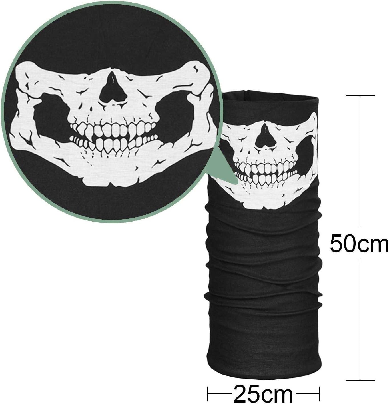 iPobie Skull Face Cover White Skeleton Gloves for Motorcycle Bicycle Half Face Skeleton Cover Halloween Outdoor Sport Headwear