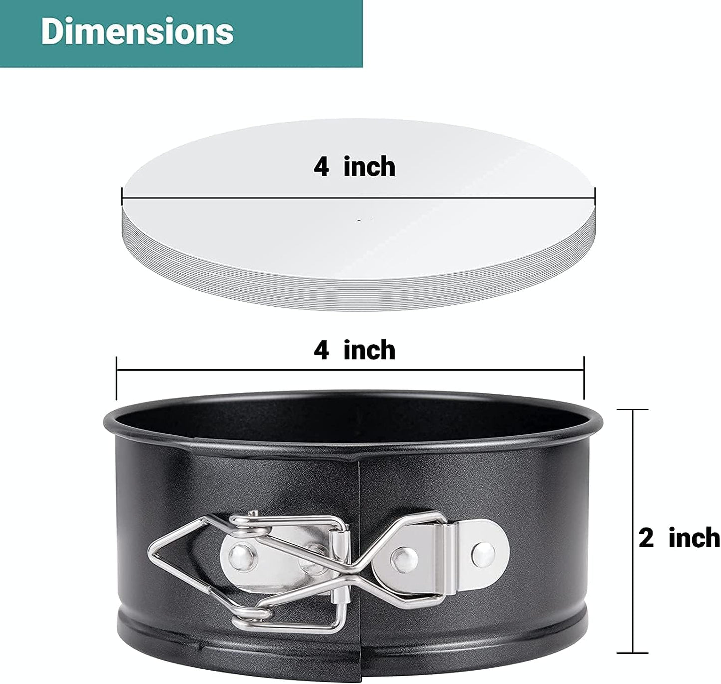 4-Inch Springform Pans Set, 4 Pack Non-Stick Cheesecake Pan, Leakproof Round Cake Pan, Removable Bottom Baking Pans, for Mini Cake, Pizzas and Quiches, Cheesecakes, Include 50 Pcs Cake Paper
