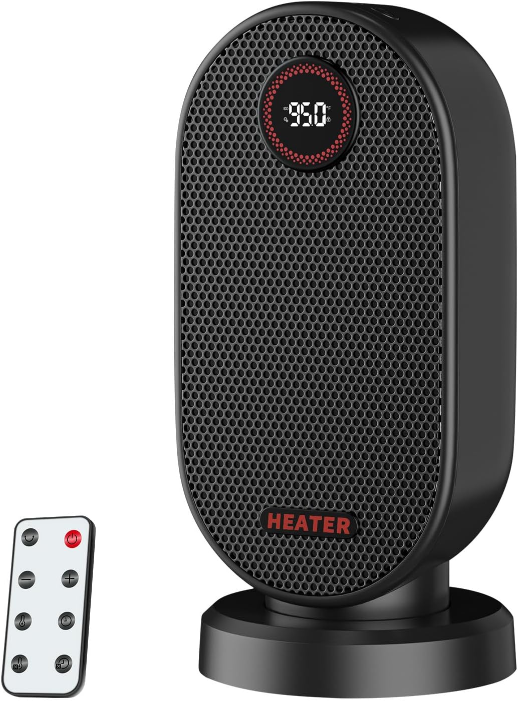 Portable PTC Ceramic Space Heater with Thermostat, Remote Control, 90° Oscillation & 12H Timer – Fast Heating Desk Heater for Bedroom, Office, Home (1000W) - PuriLite