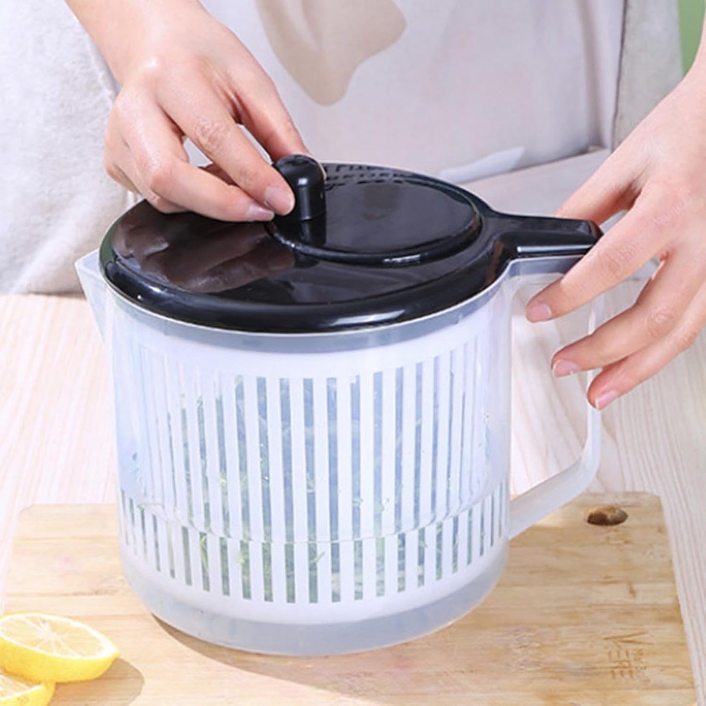 Fruit Cleaner Spinner - Fruit Dryer Spinner Vegetable Washer with Handle | Kitchen Gadgets, Fruit Washing Bowl for Fresh Crisp Clean Salad and Produce