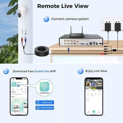 Hiseeu 3K PTZ Wired Security Camera System Outdoor 360°View with Alarm Spotlight, Audio,8CH 5MP DVR,8PCS CCTV Cameras,3TB HDD,Person/Vehicle Detection,100FT Night Vision,24/7 Record,Smart Playback