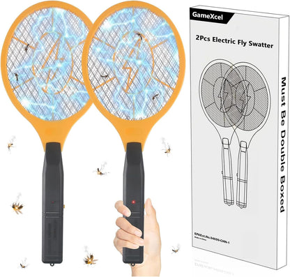 2 Pack Bug Zapper Electric Fly Swatter Zapper - Indoor Outdoor Zapping Racket for Pest Control - Safe to Touch with 3-Layer Safety Mesh