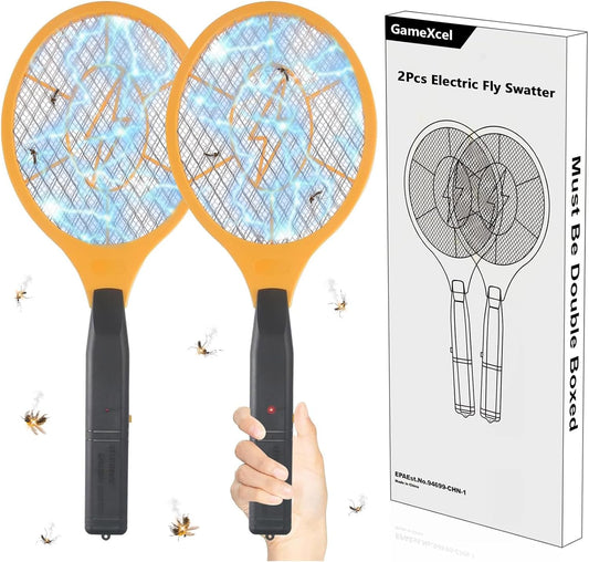 2 Pack Bug Zapper Electric Fly Swatter Zapper - Indoor Outdoor Zapping Racket for Pest Control - Safe to Touch with 3-Layer Safety Mesh