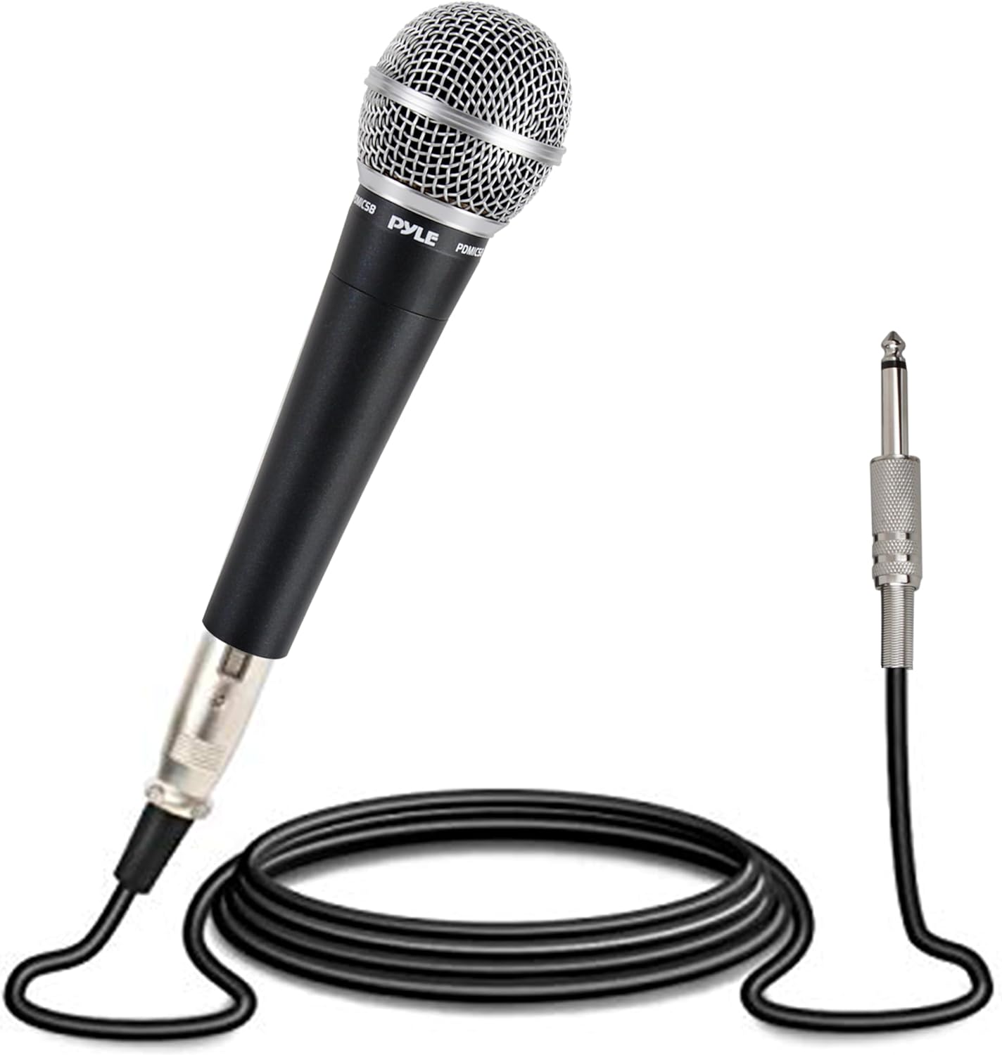 Pyle Professional Dynamic Vocal Microphone - Moving Coil Dynamic Cardioid Unidirectional Handheld Microphone with ON/OFF Switch Includes 15ft XLR Audio Cable to 1/4'' Audio Connection - PDMIC59
