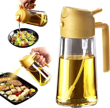 Purilite Select 470ml Glass Oil Sprayer &amp; Dispenser Bottle – 2-in-1 Flip Top