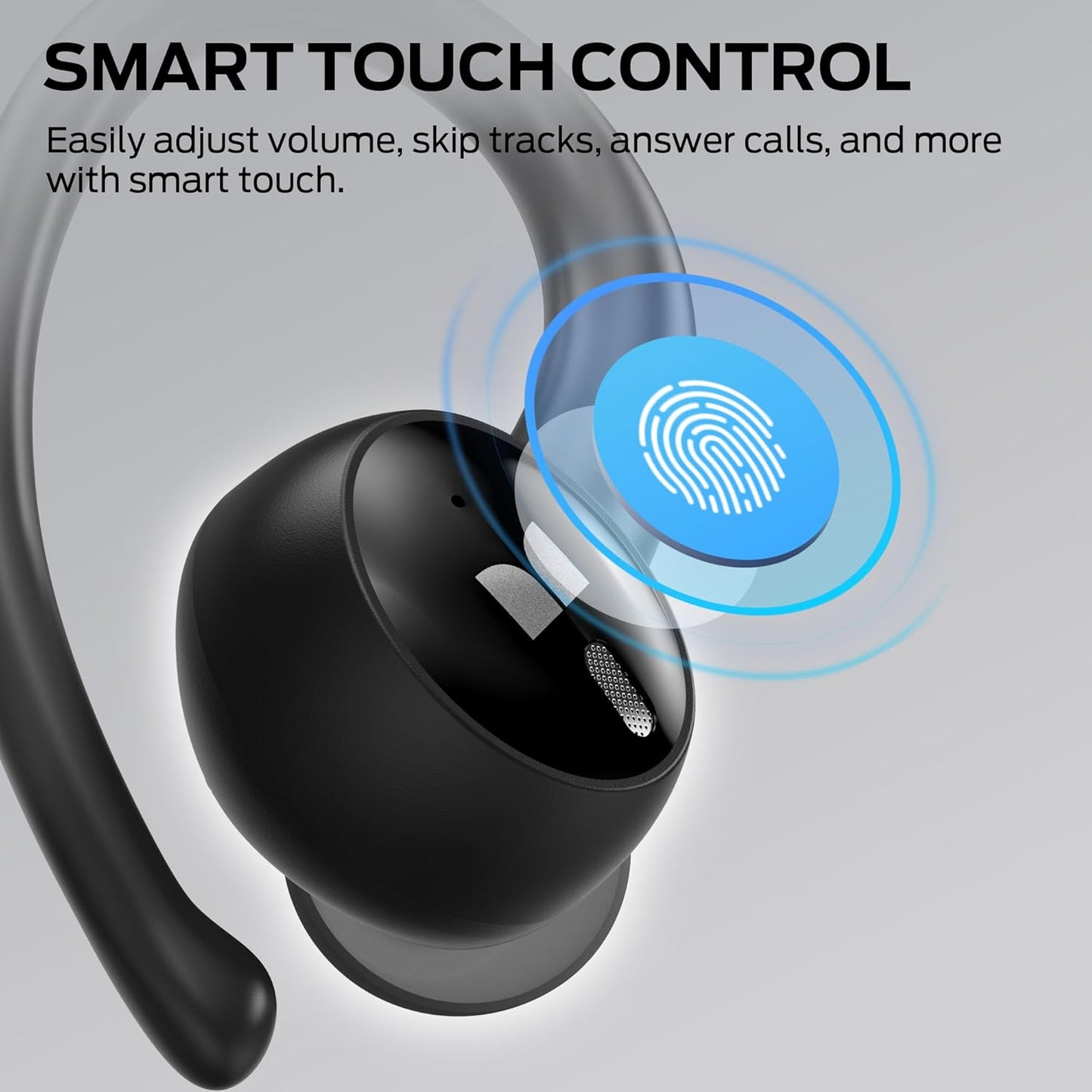 Monster N-Lite 216 Wireless Earbuds 48hrs Bluetooth 6.0 Headphone, Bluetooth Earbuds Stereo Deep Bass Over Ear Bud with Earhooks,ENC Noise Cancelling Mic, IPX6 Waterproof Earphone for Workout/Running