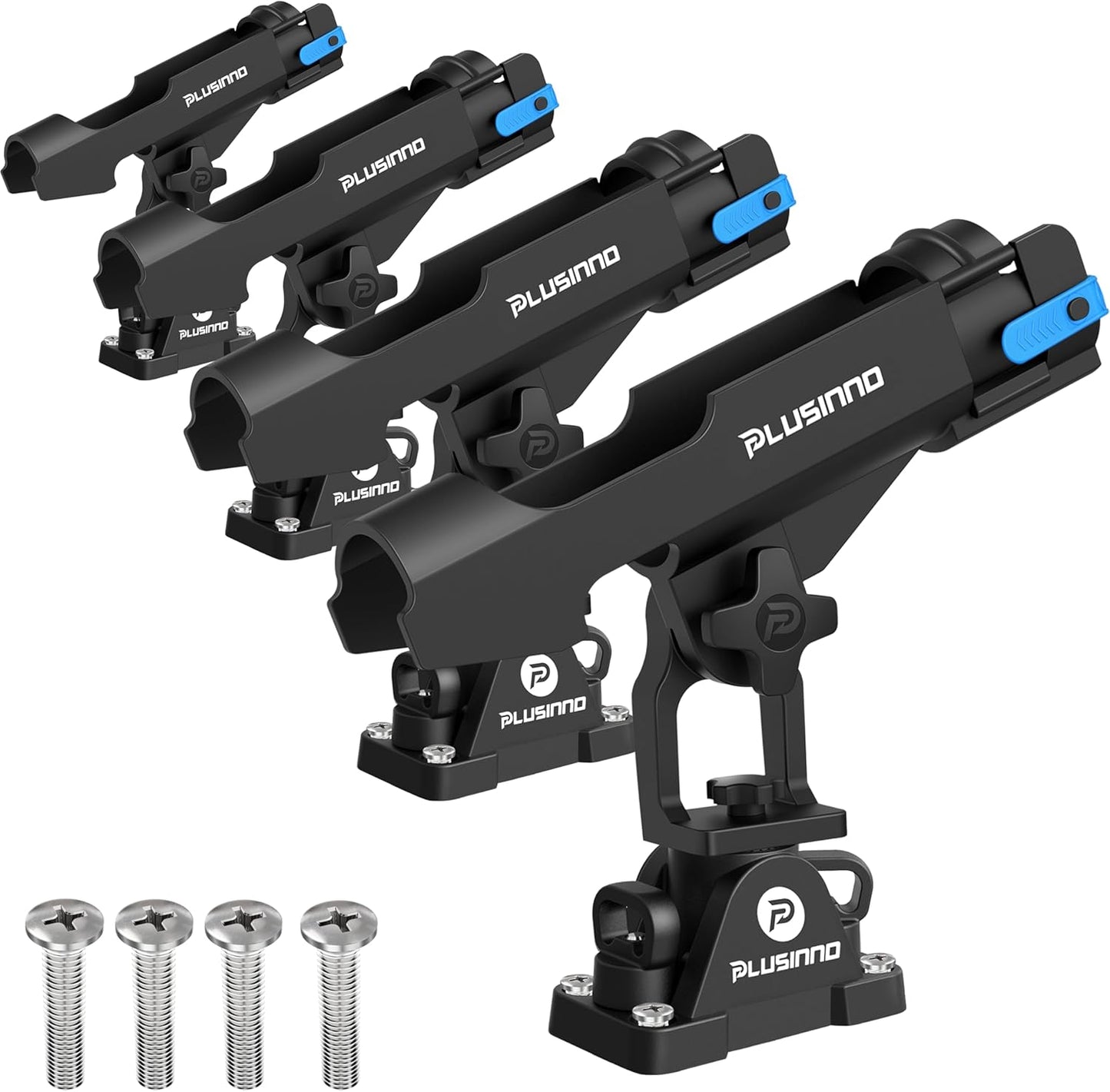 PLUSINNO 2 in 1 Fishing Rod Holders for Boat, Kayak Fishing Rod Holder, Fishing Pole Holders for Track Mount/Deck Mount, Fishing Gear with Fishing Rod Protective Strap, Fishing Accessories & Gifts