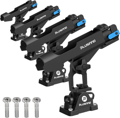 PLUSINNO 2 in 1 Fishing Rod Holders for Boat, Kayak Fishing Rod Holder, Fishing Pole Holders for Track Mount/Deck Mount, Fishing Gear with Fishing Rod Protective Strap, Fishing Accessories & Gifts
