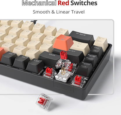 Fogruaden Full Size Mechanical Keyboard, Green Matcha Keyboard, Wired USB 104 Keys RGB Backlit Gaming Keyboard with Number Pad, Red Switches, NKRO Mechanical Keyboard for Windows Laptop PC Gamer