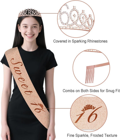 40th Birthday Decorations for Women,32pcs 40th Birthday Party Decorations,Including Backdrop, Crown,Sash,banner, Hanging Swirl,Cake Topper,balloons,Paper Fans,Anniversary Card and paper fans