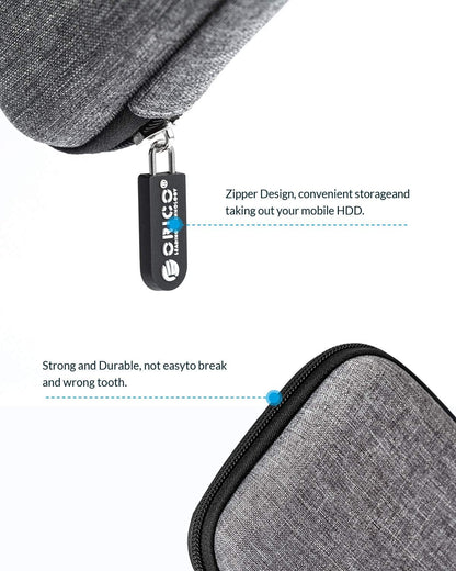 ORICO 5 Pack External Hard Drive Case 2.5 Inch Shockproof Hard Drive Bag Travel Electronics Organizer Carry Case for WD, Toshiba, Seagate, Samsung, Hitachi Hard Drive and Accessories like SD Card, USB Cable, Power Bank, Earphone, Black