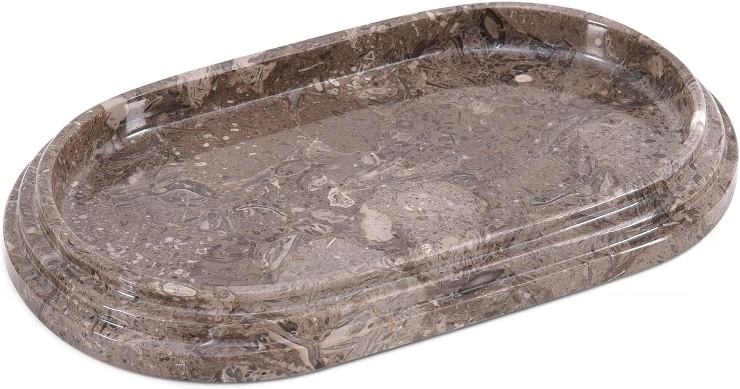 Marble Vanity Tray | Decorative Oval Tray | Bathroom Organizer Tray | Jewelry and Perfume Tray | Home Decor Catchall Tray - PuriLite
