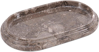Marble Vanity Tray | Decorative Oval Tray | Bathroom Organizer Tray | Jewelry and Perfume Tray | Home Decor Catchall Tray - PuriLite
