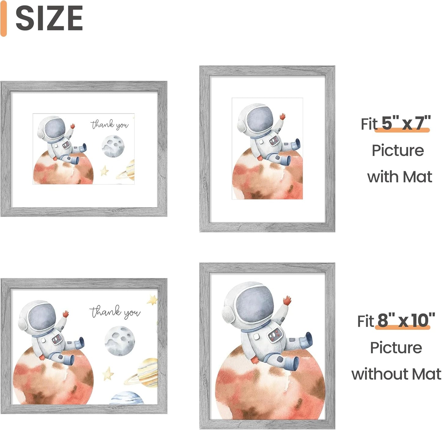 upsimples 11x14 Picture Frame, Display Pictures 8x10 with Mat or 11x14 Without Mat, Wall Hanging Photo Frames, Black