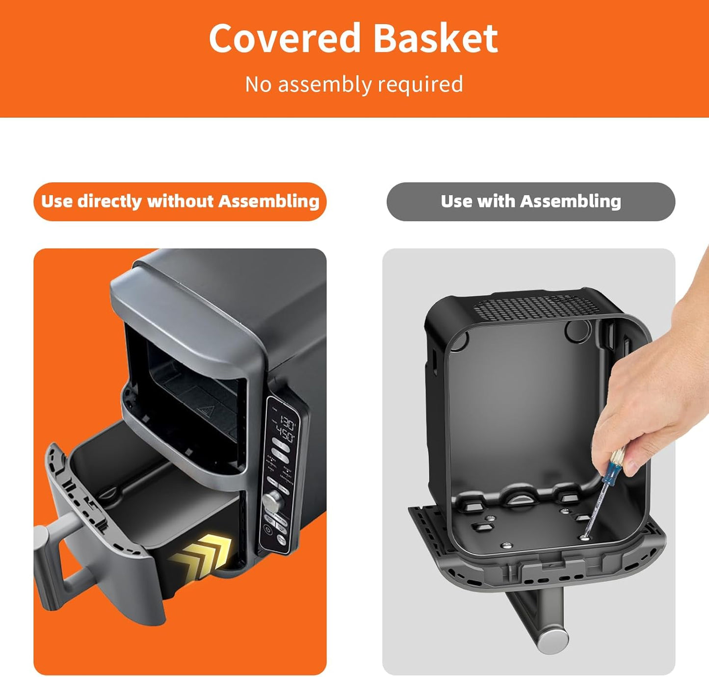 Air Fryer Basket Replacement Basket and Tray for Ninja AF161, Air Fryer Accessories for Ninja AF150 and AF161, Non-Stick Air Fryer Basket with Cover for Ninja AF150 and AF161, Dishwasher-Safe Basket