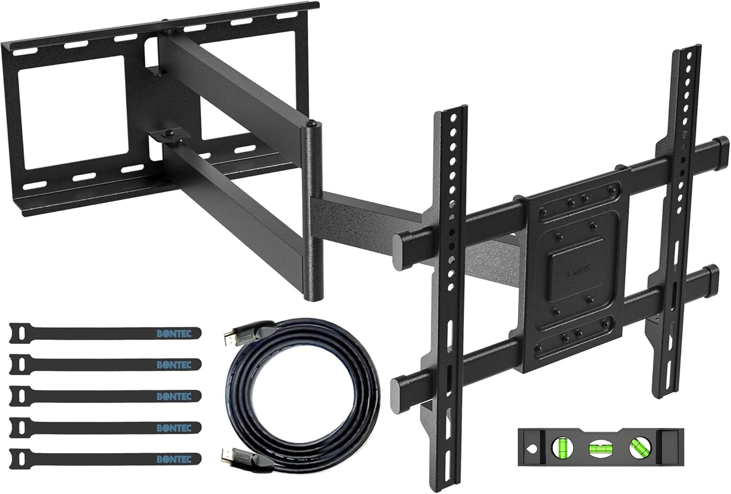 BONTEC TV Wall Mount with Extra Long Articulated Arm for 32-75 Inch TVs, 32.7” Extension, Holds Up to 132lbs, Full Motion Dual Arm Bracket with Tilt, Swivel & Level Adjustment, Max VESA 600x400mm - PuriLite