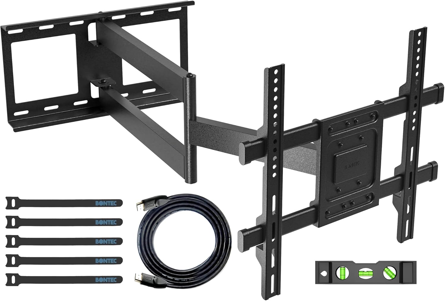 BONTEC TV Wall Mount with Extra Long Articulated Arm for 32-75 Inch TVs, 32.7” Extension, Holds Up to 132lbs, Full Motion Dual Arm Bracket with Tilt, Swivel & Level Adjustment, Max VESA 600x400mm - PuriLite