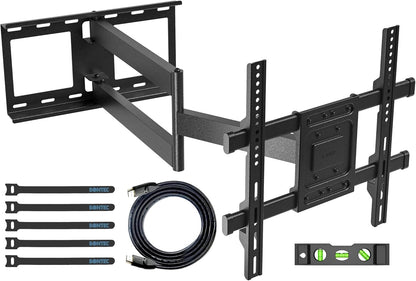 BONTEC TV Wall Mount with Extra Long Articulated Arm for 32-75 Inch TVs, 32.7” Extension, Holds Up to 132lbs, Full Motion Dual Arm Bracket with Tilt, Swivel & Level Adjustment, Max VESA 600x400mm - PuriLite