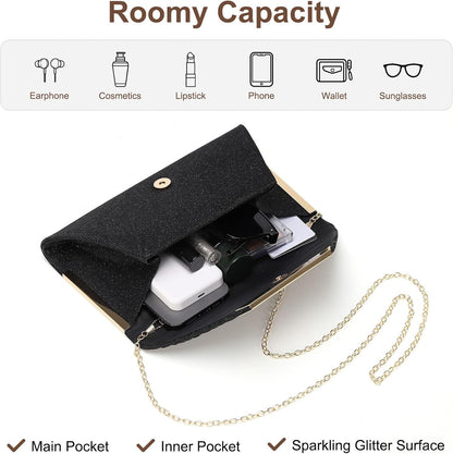 DTGN Evening Bags Clutch Purses for Women Formal, Purse Handbag Crossbody Bag Strap Shoulder Bag for Wedding Guest Party