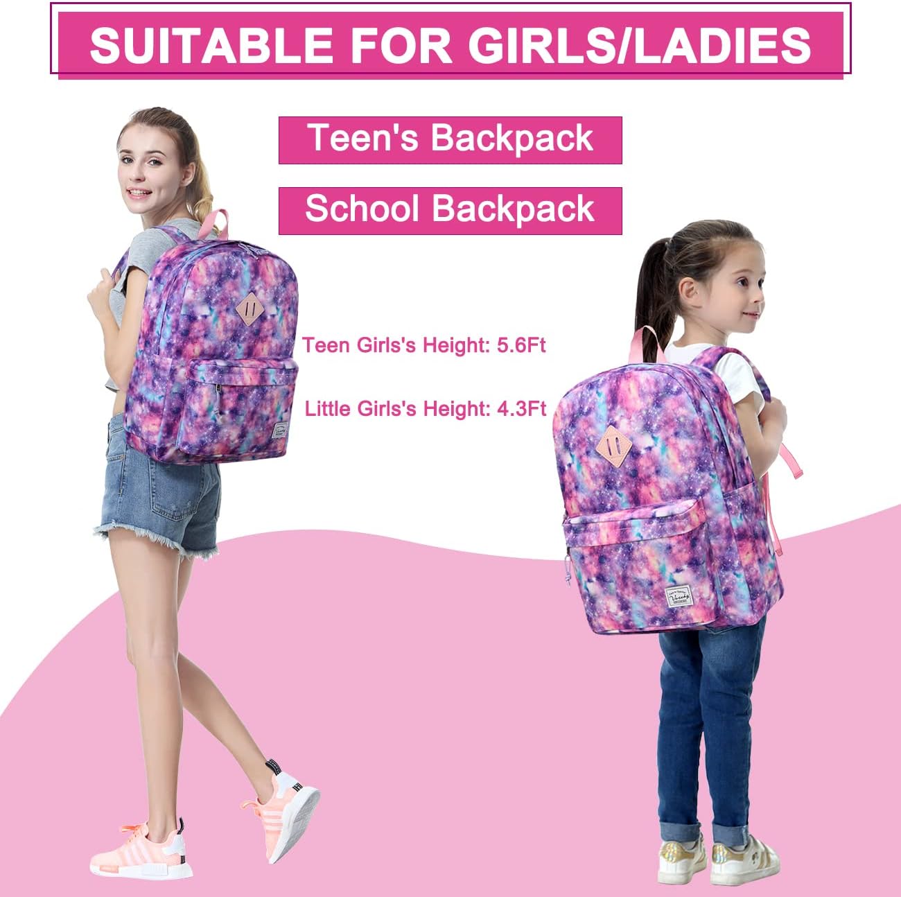 School Backpack for Kids, VASCHY Lightweight Water Resistant Casual Schoolbag Daypack for Men Women Teen Boys Girl Bookbag