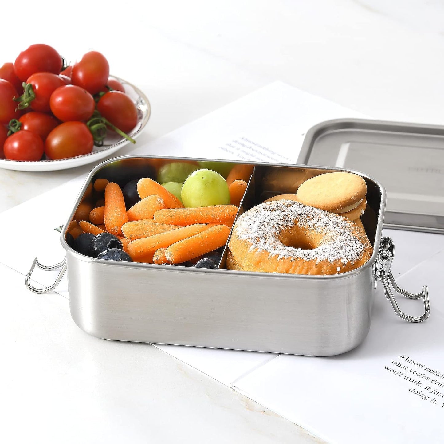 UPTRUST Leak Proof Stainless Steel Bento Lunch Container, (47OZ/1400ML) Metal Bento Lunch Box for Kids or Adults, 3 Compartment Packing Box for Work Lunch