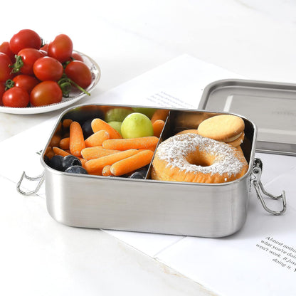 UPTRUST Leak Proof Stainless Steel Bento Lunch Container, (47OZ/1400ML) Metal Bento Lunch Box for Kids or Adults, 3 Compartment Packing Box for Work Lunch