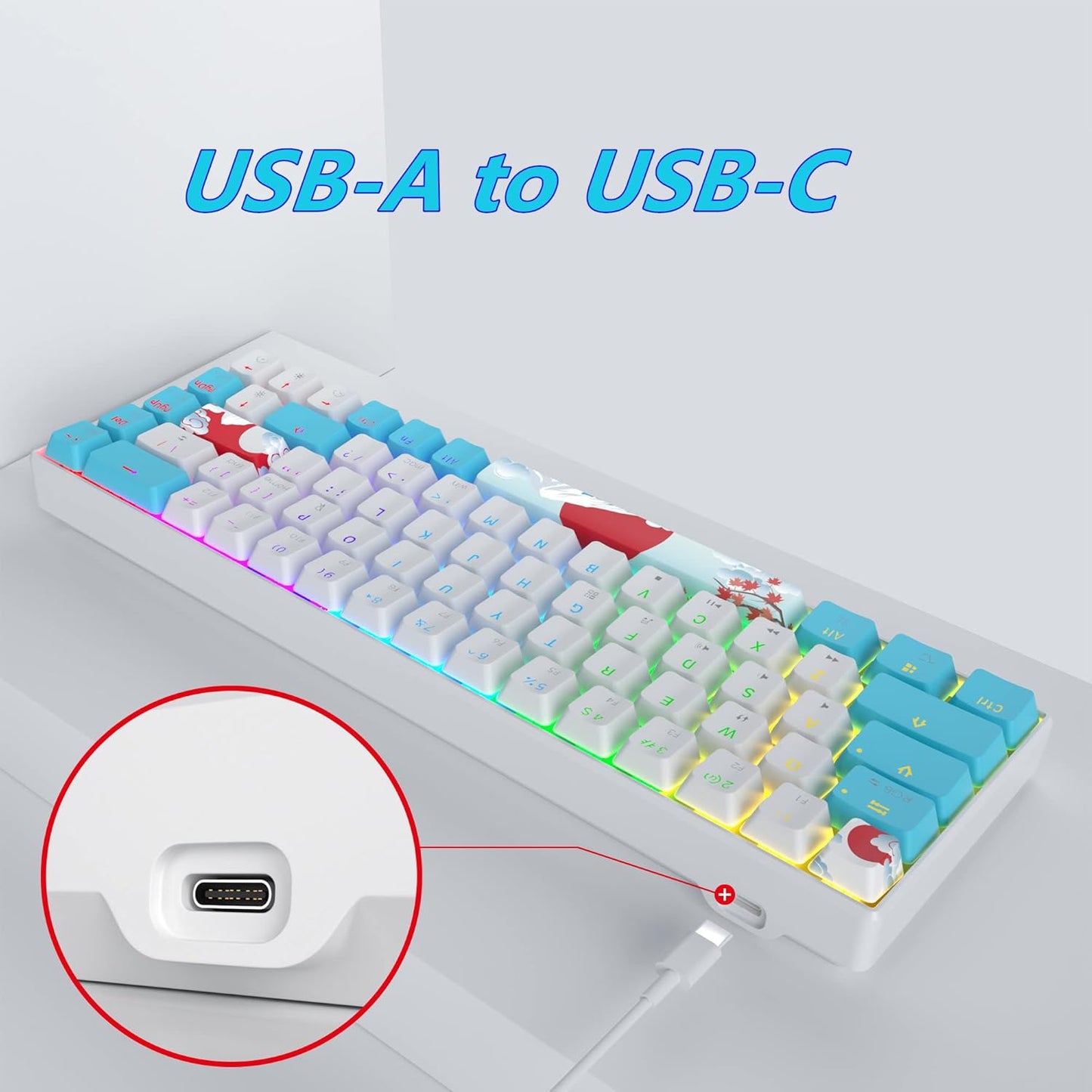 Owpkeenthy Full Size Green Mechanical Gaming Keyboard with Number Pad, Wired 100% Office NKRO Keyboard RGB Backlit 104 Keys with Red Switch for PC Gamer (104 Matcha)