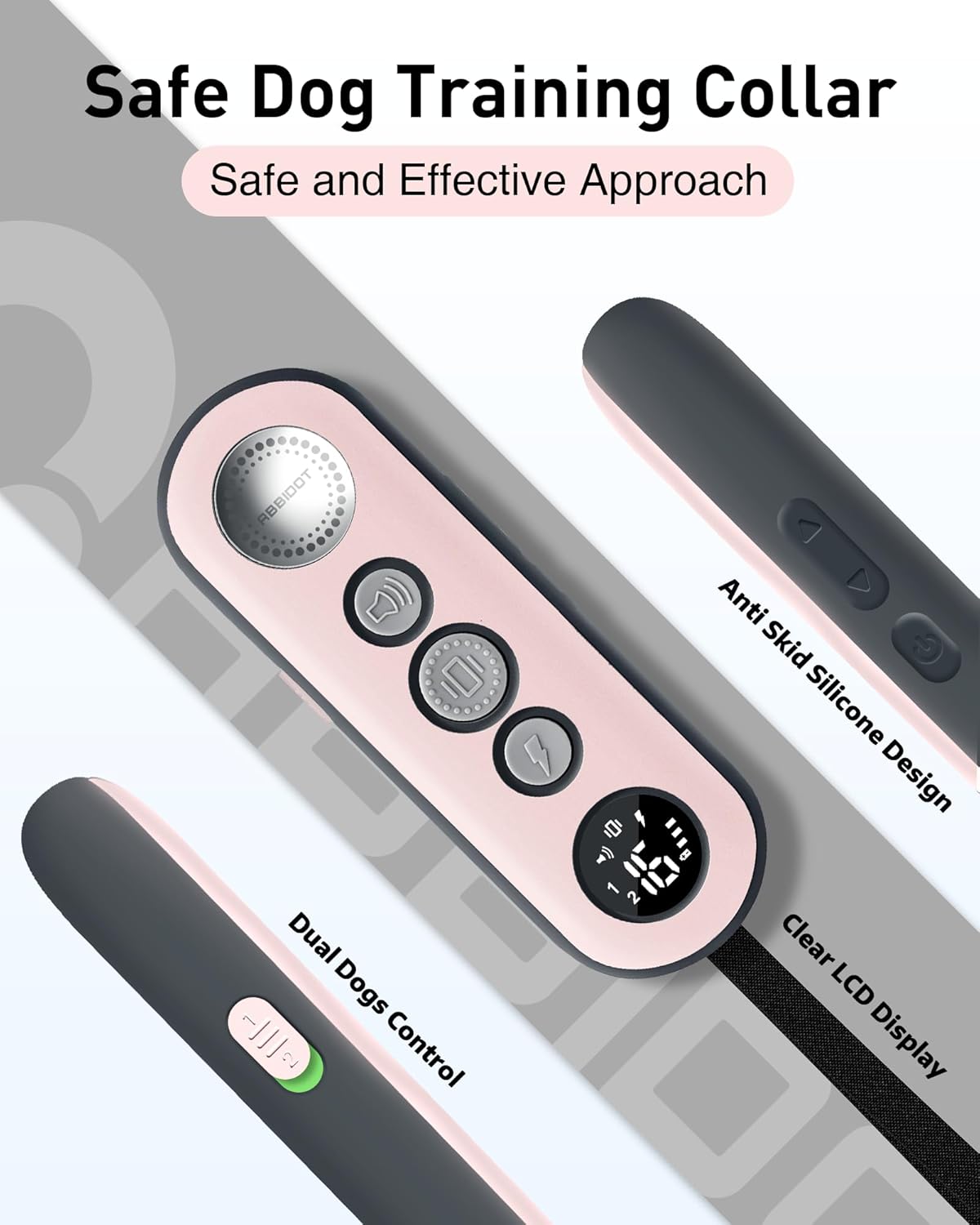 ABBIDOT Shock Collar (8-120 lbs) - Small Size Dog Training Collar with Remote Waterproof Rechargeable Dog Shock Collar with Remote E Collar for Small Medium Large Dogs (Light Pink)