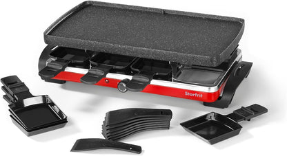 Starfrit The Rock Electric Raclette - 8 Person Party Grill - 8 Spatulas - Reversible Plate - 1500W
